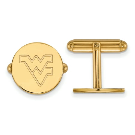 Roy Rose Jewelry Sterling Silver with 14K Yellow Gold-plated LogoArt West Virginia University Cuff Links