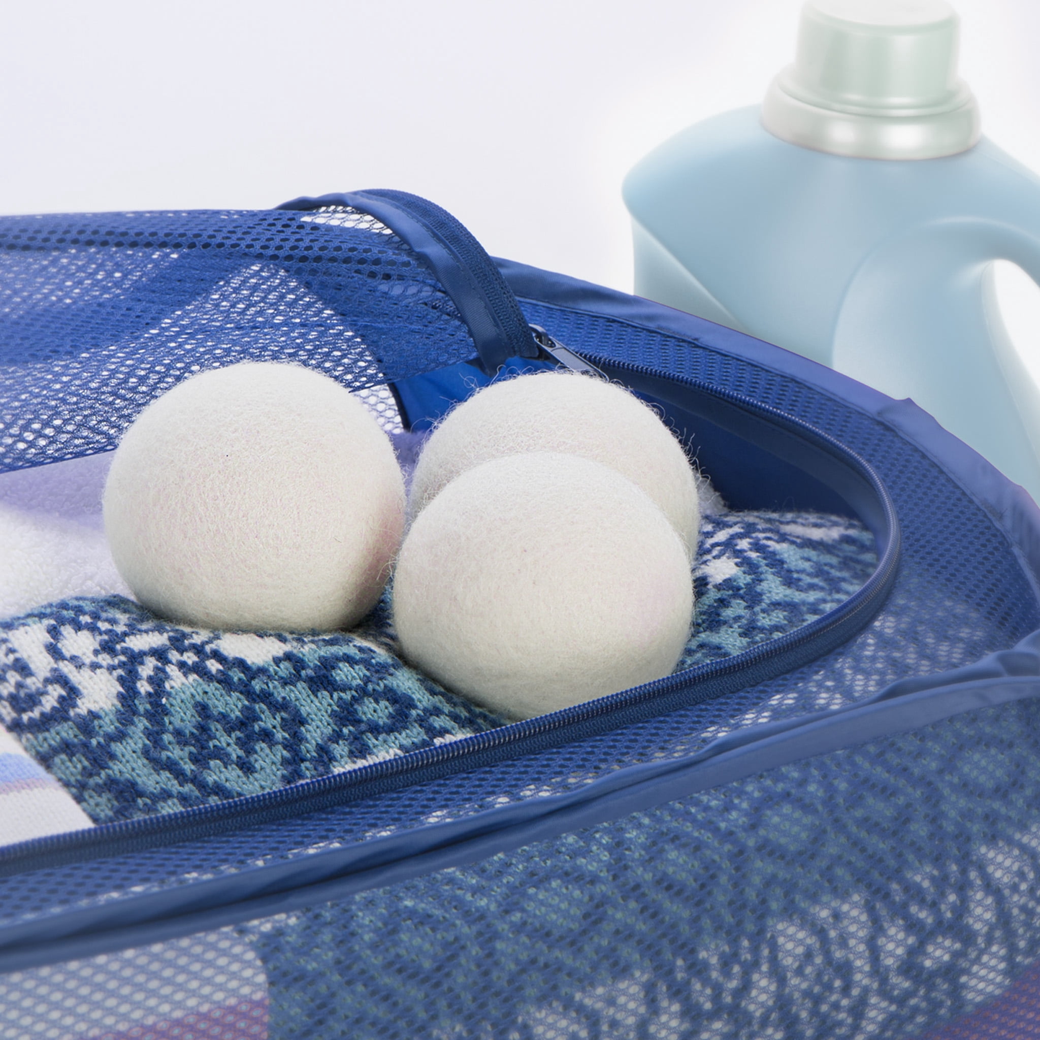 Smart Design Wool Dryer Balls - Natural Eco Fabric Softener - Eliminates Wrinkles & Reduces Static - Set of 3 - White