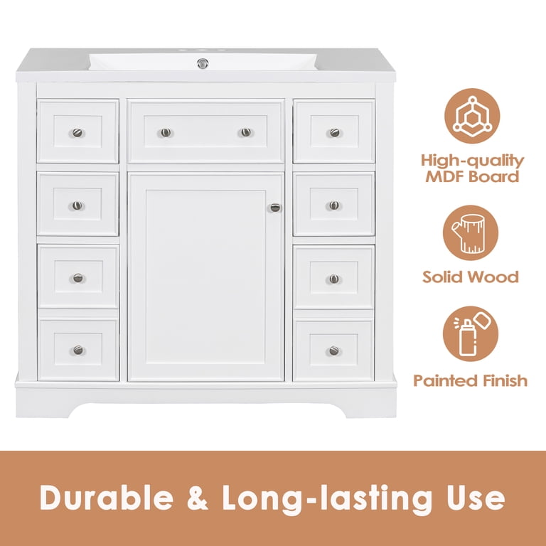 新品 VANITY BOX XIZE 36 Inch White Vanity Cabinet Base Only, No Sink, One Cabinet
