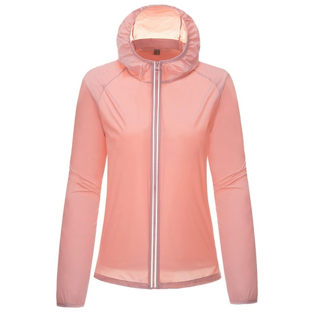WEIYLL Womens Fleece Jacket Windproof Ultra-Light Rainproof Windbreaker Pink Fall Tops Size L