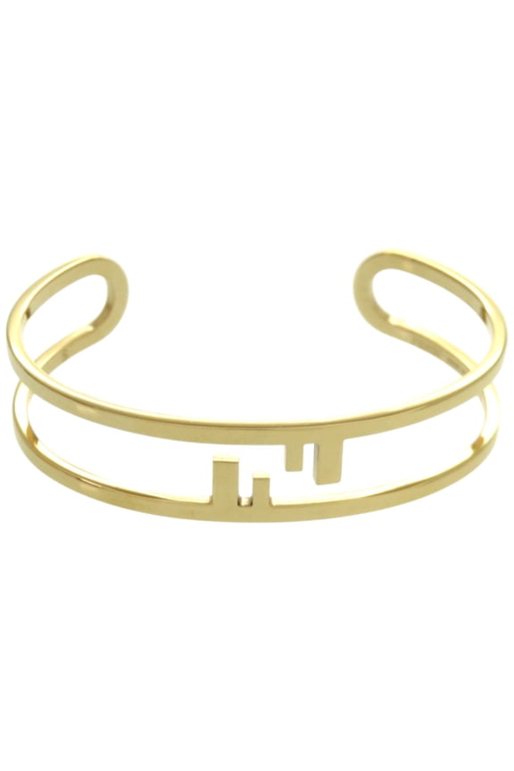 Pre-Owned Fendi FF logo Orlock metal gold bangle 0231 (Good)