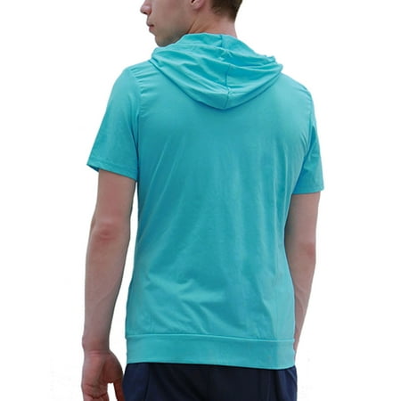 Download Men Kangaroo Pocket Slim Fit Short Sleeve Hood Hoodie ...