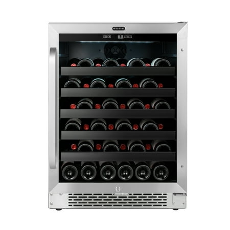 Whynter BWR-408SB 24 inch Built-In 46 Bottle Undercounter Stainless Steel Wine Refrigerator with Reversible Door  Digital Control  Lock and Carbon Filter