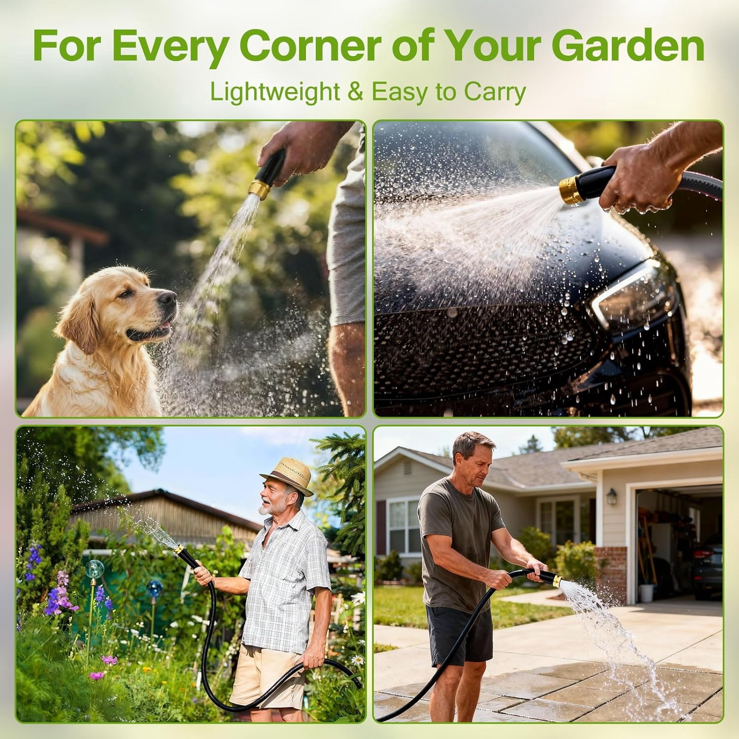 CLMCL Upgraded 100FT Non-Expanding Garden Hose, Lightweight, Flexible Ultra-Light Water Hose, Burst-Resistant, Lead-Free, Anti-Kink, High-Pressure