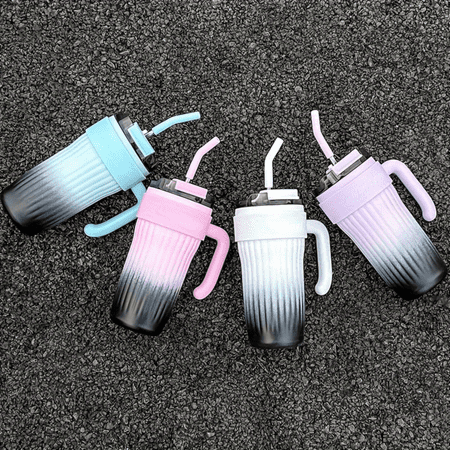 

SHZHLAIFUZB Portable Large Capacity Insulated Water Cup with Coffee Straw - Ideal Gift for Christmas and Easter