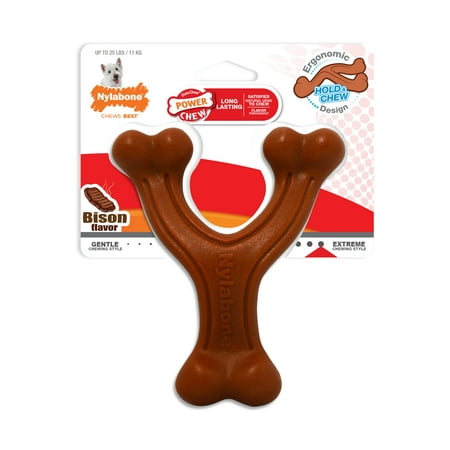 Nylabone Power Chew Bison Wishbone Chew Toy for Aggressive Chewers, (Best Dog Chew Toys For Aggressive Chewers)