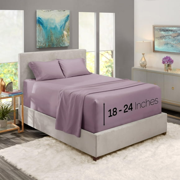 Nestl Extra Deep Pocket Sheets - Fits Mattress 18-24 Inches Deep, Extra Deep Pocket Twin XL Sheets Sets, 3 Piece Twin XL Size Sheets, Twin XL Sheets Deep Pocket, Dusty Purple Sheets