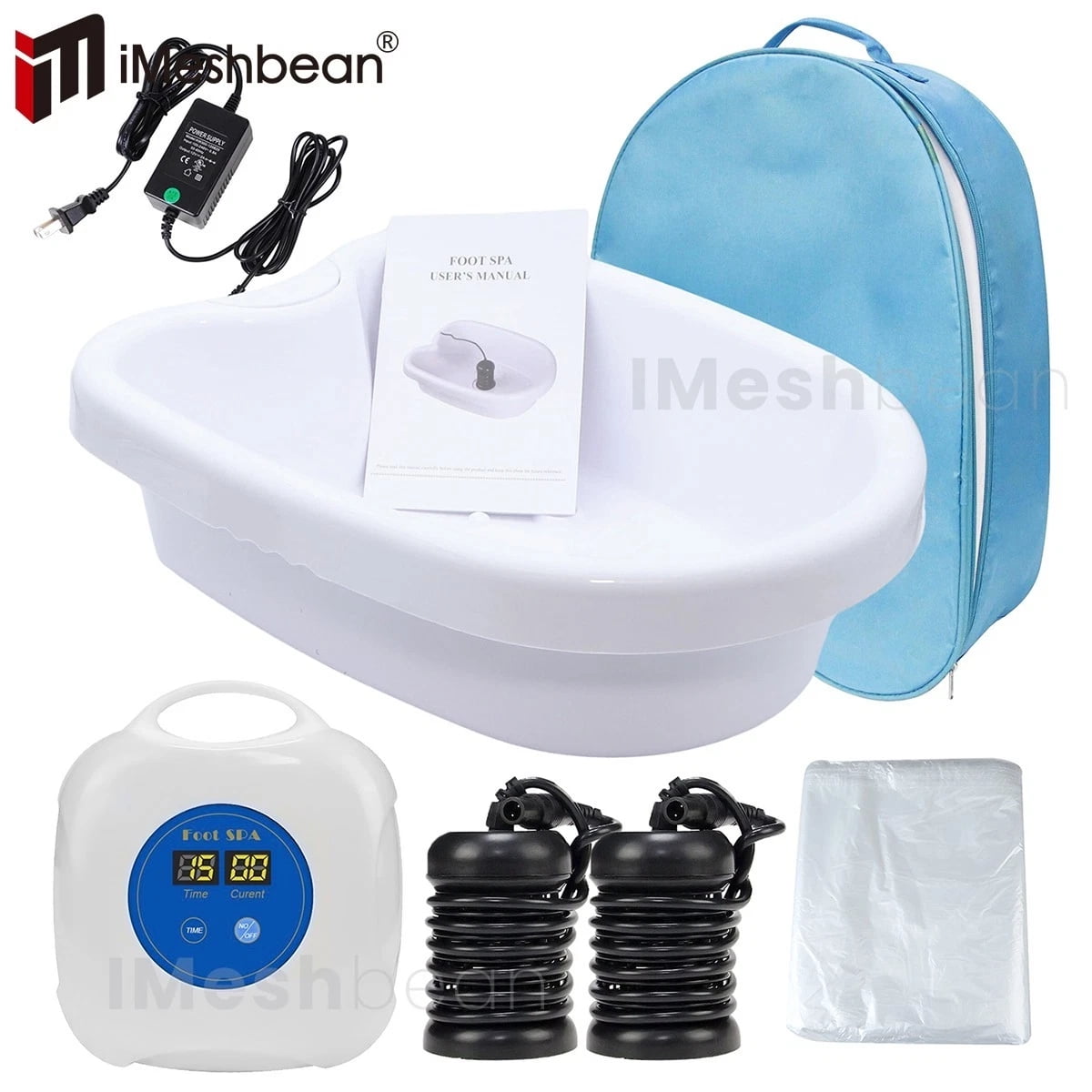 iMeshbean Ionic Foot Bath Detox Machine Ion Metal Spa Cleanse System w/Tub 140 Liners Arrays