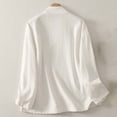 thumbnail image 4 of Women's Casual Long Sleeve Blouse Button Down Shirt Slanted Collar Unique Design Solid Loose Fit Relaxed Everyday Top Polyester Lightweight Flowy Silhouette, 4 of 8