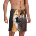 thumbnail image 2 of Logiee Regal Shiba Inu Print Men's Pajama Shorts with Drawstring & Pockets,Sleep Shorts for Men,Sleepwear Bottoms,Elastic Waistband Loungewear-Medium, 2 of 6