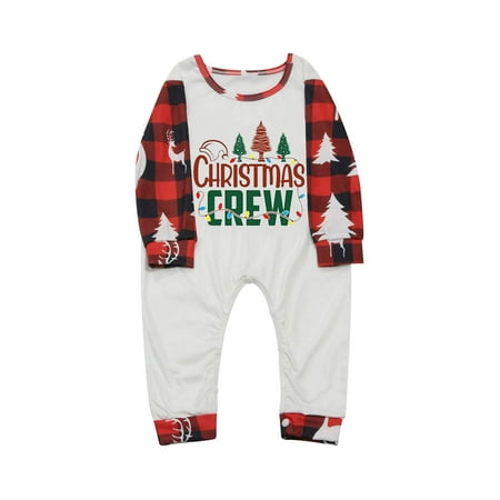 

JERDAR Christmas Pajamas for Family Baby Christmas Print O-neck Jumpsuit Family Matching Pajamas Set Family Pants Jammies Sleepwear Red B Baby