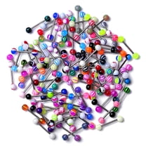 DESIGNICE 50Pcs Colorful Stainless Steel Barbell Tongue Rings,Piercing Jewelry Set,Cosmetic Tongue Piercing Bars for Men and Women,Trendy Body Jewelry