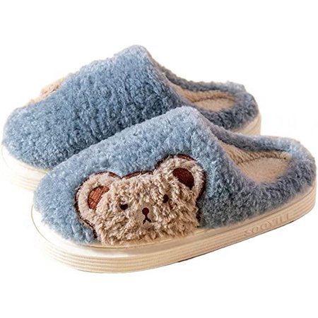 

shuwee Women Cute Bunny Slippers Faux Fur Fluffy Winter Slip-On House Animal Slippers Warm Plush Fuzzy Anti-Skid Indoor Outdoor Shoes
