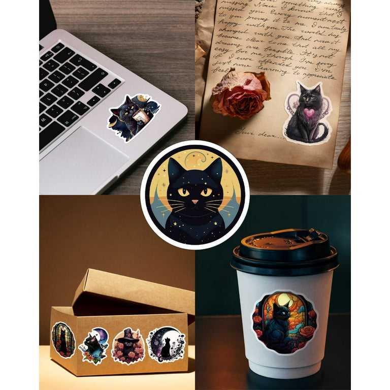 Midori Notebook Stickers - Black Cat