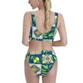 thumbnail image 3 of Daiia Lemon and Leaves printed 2 piece Swimsuit Bikinis for Women High Waisted Racerback Bathing Suits Summer Tummy Control Scoop Neck Swimwear-XX-Large, 3 of 8