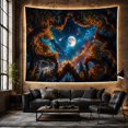 thumbnail image 6 of Ancient Forest Trees Framing Cosmic Nebula and Full Moon, Mystical Celestial for Astronomy Lovers, Fantasy Space Wall Art, Housewarming Gift, Tapestry Wall Hanging for Bedroom and Living Room, 6 of 7
