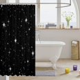 thumbnail image 3 of Manfei Lovely Stars Shower Curtain 72Wx72L,Kawaii Cartoon Theme Bathroom Curtain,Black White, 3 of 5