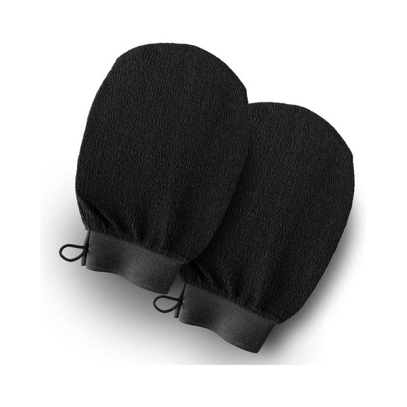 2 Pack Exfoliating Gloves for Skin,Viscose Fiber Mitt,Exfoliate Bath Gloves,Body Scrubber Exfoliator Mitt,for Shower Spa Bath (Black)