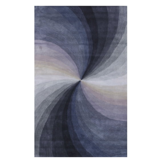 Hand-Tufted Wool Swirl Rug - 5x8 Blue Contemporary Area Rug - Plush Pile Home Decor