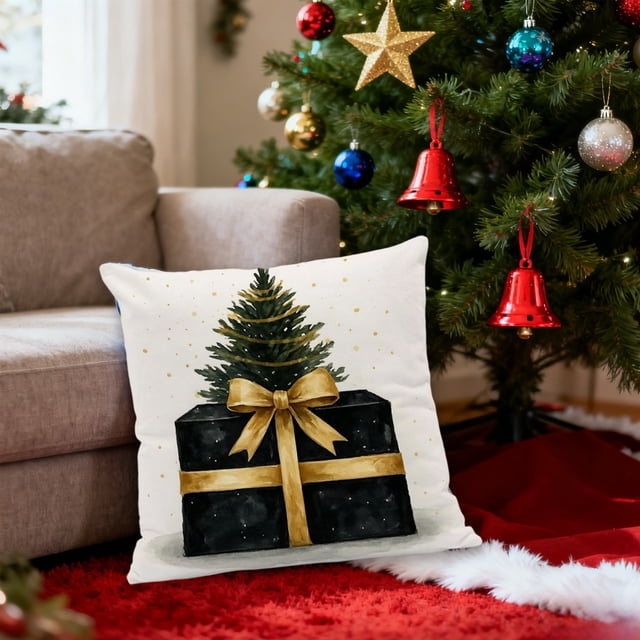 xihome Juego de fundas de cojn navideñas de 45x45 cm para sof o sala de estar. Cojn navideño de polister.
