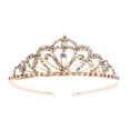 thumbnail image 1 of Tiara de novia con cristales brillantes y diamantes de imitación de colores, corona, peineta, tiara de diamantes, tocado de novia (dorado), 1 of 8