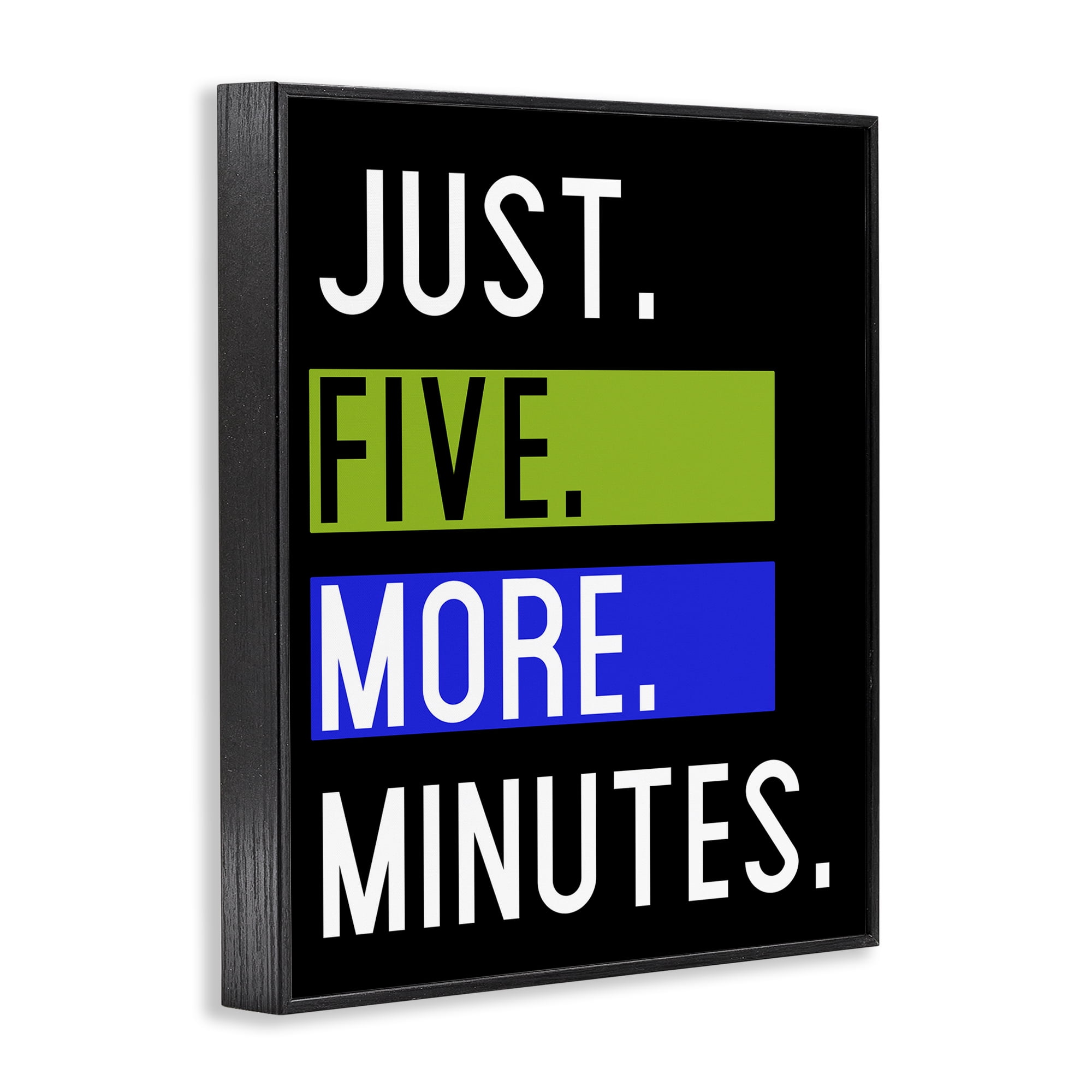 Stupell Industries Five More Minutes Typography Painting Black Framed Art Print Wall Art, 24 x 30