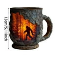 thumbnail image 3 of Bigfoot Forest Fire Mug, 3d Relief + Forest Silhouette Bigfoot Mugs, Vintage Outdoor Coffee Gifts Cup For Sasquatch Fans, Sasquatch Outdoor Camping Campfire Mug, Paranormal Lover Gift, 3 of 9