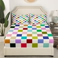 thumbnail image 3 of Erosebridal Vintage Checkered Sheet Set Full, Square Geometric Bedding Sets Full Size, Buffalo Check Decor, 3 of 7