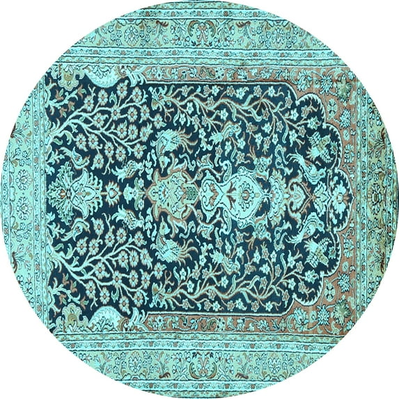 Ahgly Company Indoor Round Animal Light Blue Traditional Area Rugs, 7' Round