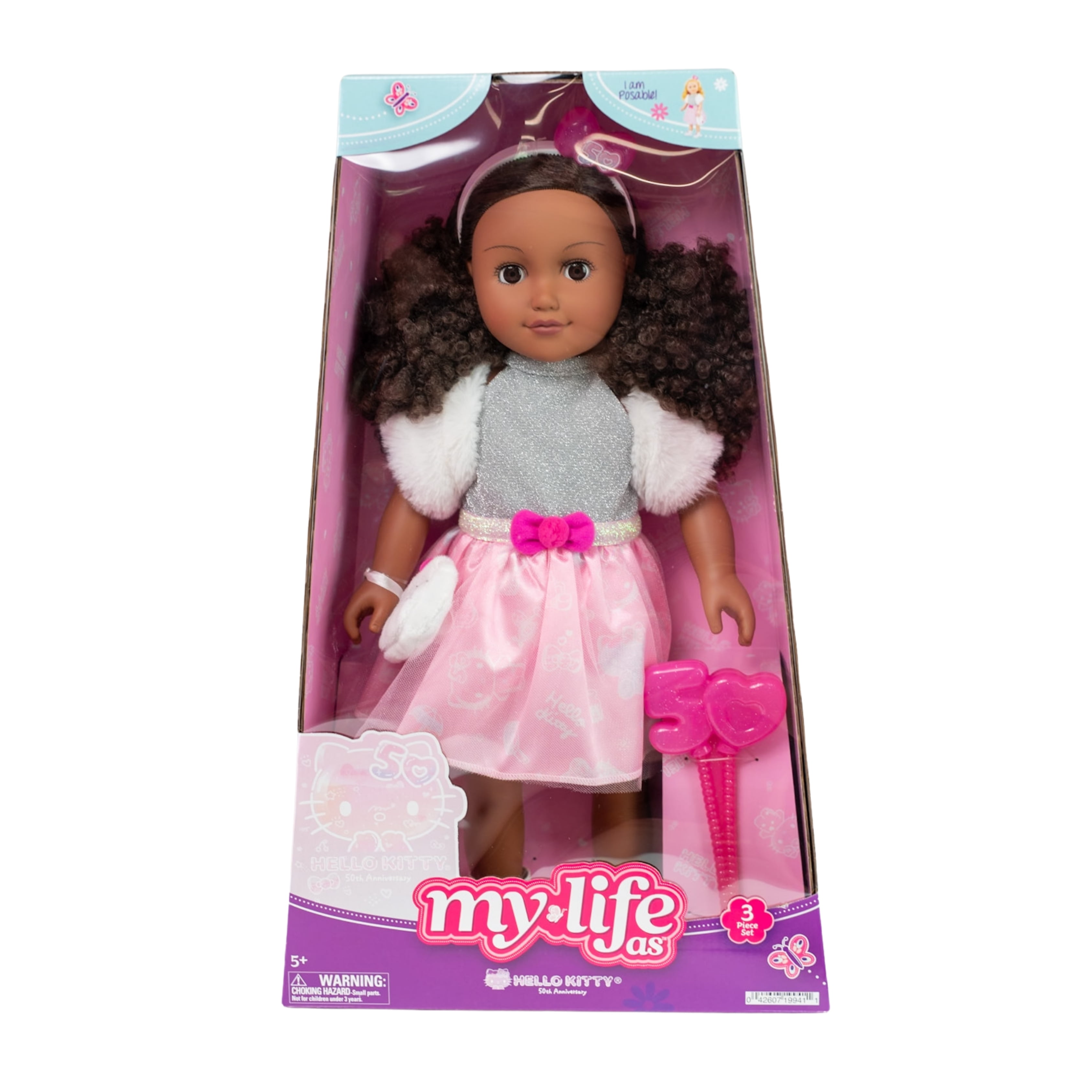 My Life As Poseable Hello Kitty 18" Doll, Dark Brunette Curly Hair, Brown Eyes, 50th Anniversary Edi(图5)