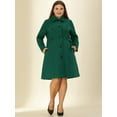 thumbnail image 3 of GRACE & GRANDEUR Manteau Long pour Femme Grande Taille, Caban Long à Simple Boutonnage avec Ceinture Vert 3X, 3 of 5