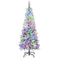thumbnail image 1 of HOMCOM 5ft Frosted Christmas Tree with Dual Colour Light, Pencil Xmas Tree, 1 of 10