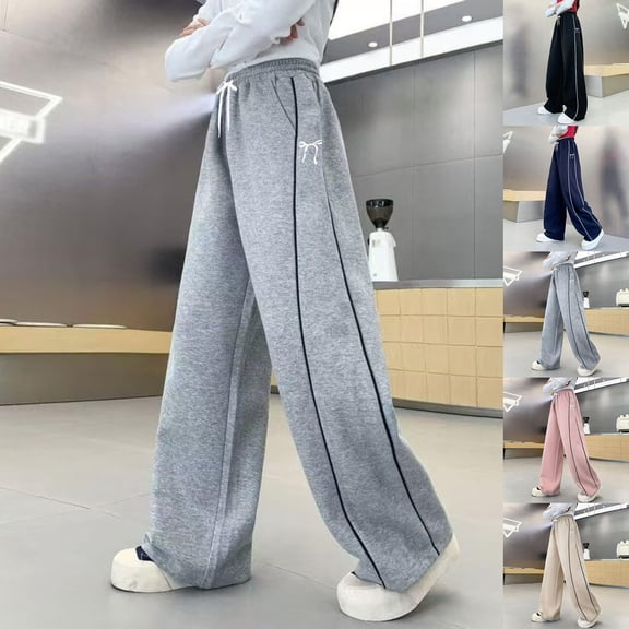 CAIXIA Teen Girls Sweatpants Wide Leg High Waist Sweat Pants with Pockets