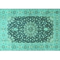 thumbnail image 1 of Ahgly Company Indoor Rectangle Medallion Turquoise Blue Traditional Area Rugs, 6' x 9', 1 of 4