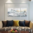 thumbnail image 3 of Mountain Landscape Abstract Painting Canvas Wall Art For Living Room Bathroom Wall Decor For Bedroom Kitchen Artwork Canvas Prints 3 Pieces Modern Framed Office Home Decorations Watercolor Picture, 3 of 5
