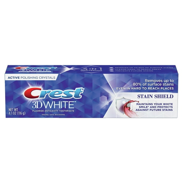 Crest 3D White, Whitening Toothpaste Stain Shield, 4.1 oz