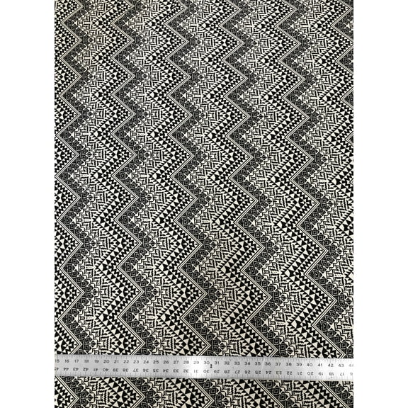 Black and White Tribal Print on Polyester Spandex Fabric by the Yard or Bulk