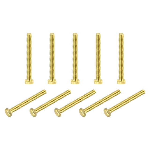 Unique Bargains Brass Hex Bolts, M4x40mm 10 Pack Fully Thread Grade 4.8 Machine Screws