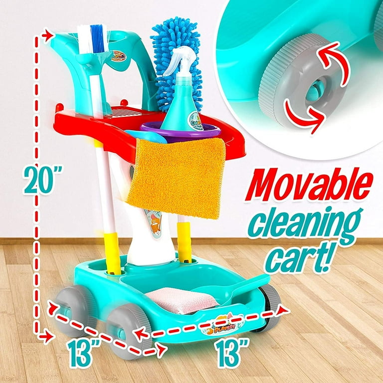 HELLOWOOD Kids Cleaning Set, 8pcs Housekeeping Play Set Includes Broom Mop  Duster Dustpan Brushes Rag and Organizing Stand, Cleaning Toys Gift for
