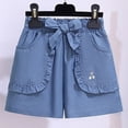 thumbnail image 3 of FSYBOA Girls Jean Shorts, Stretchy Relaxed Fit Casual Elastic Waist Kids Denim Shorts Blue Size 5-6T, 3 of 8