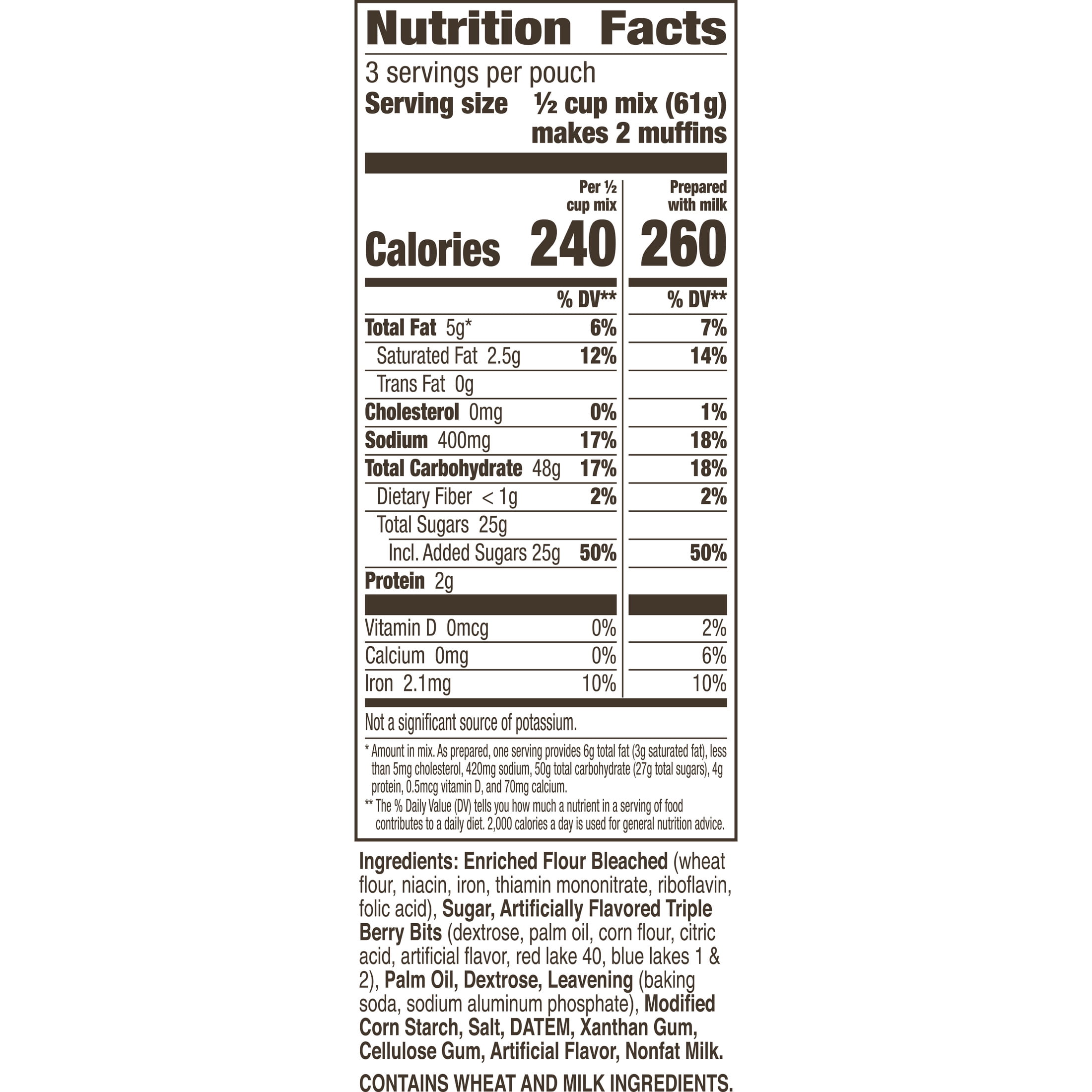 (3 pack) Betty Crocker Triple Berry Muffin Mix, 6.5 oz.