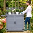 thumbnail image 1 of GloryStar Table de Banc de Rempotage Extérieur avec Armoire de Rangement, Poste de Travail de Plantation en Bois, Plateau Galvanisé, Tablette de Rangement et Housse, Idéal pour Jardin, Patio, Serre, 1 of 6