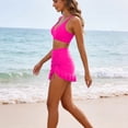 thumbnail image 4 of Fmbrln Bikini Sets for Women with Skirts 2 Piece Swimsuits Fashion V Neck Adjustable Strap Side Drawstring Ruffle Hem Solid Bathing Suits, 4 of 9