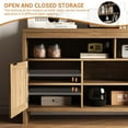 thumbnail image 6 of Acekid Rattan TV Stand with Storage Place, 58" Boho TV Stand Living Room, Farmhouse Media Console with 4 Open Selves and 2 Rattan Door Cabinets, 6 of 7