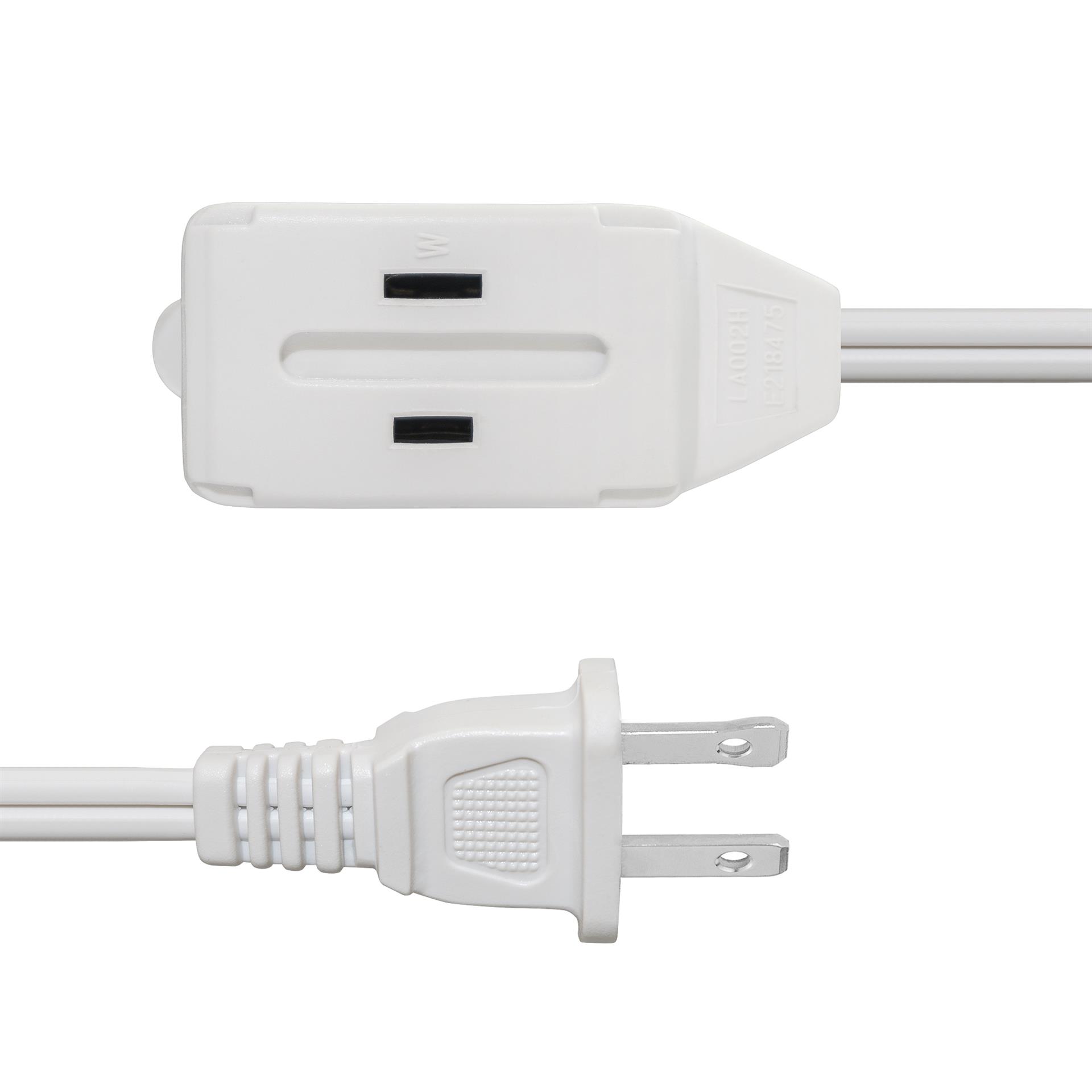 ACCL 3 Outlet Power Extension Cord White 6 Feet, 5 Pack