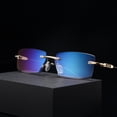 thumbnail image 2 of 3 Pack Rimless Mens Tinted Reading Glasses Blue Light Blocking Rectangle Readers, 2 of 5