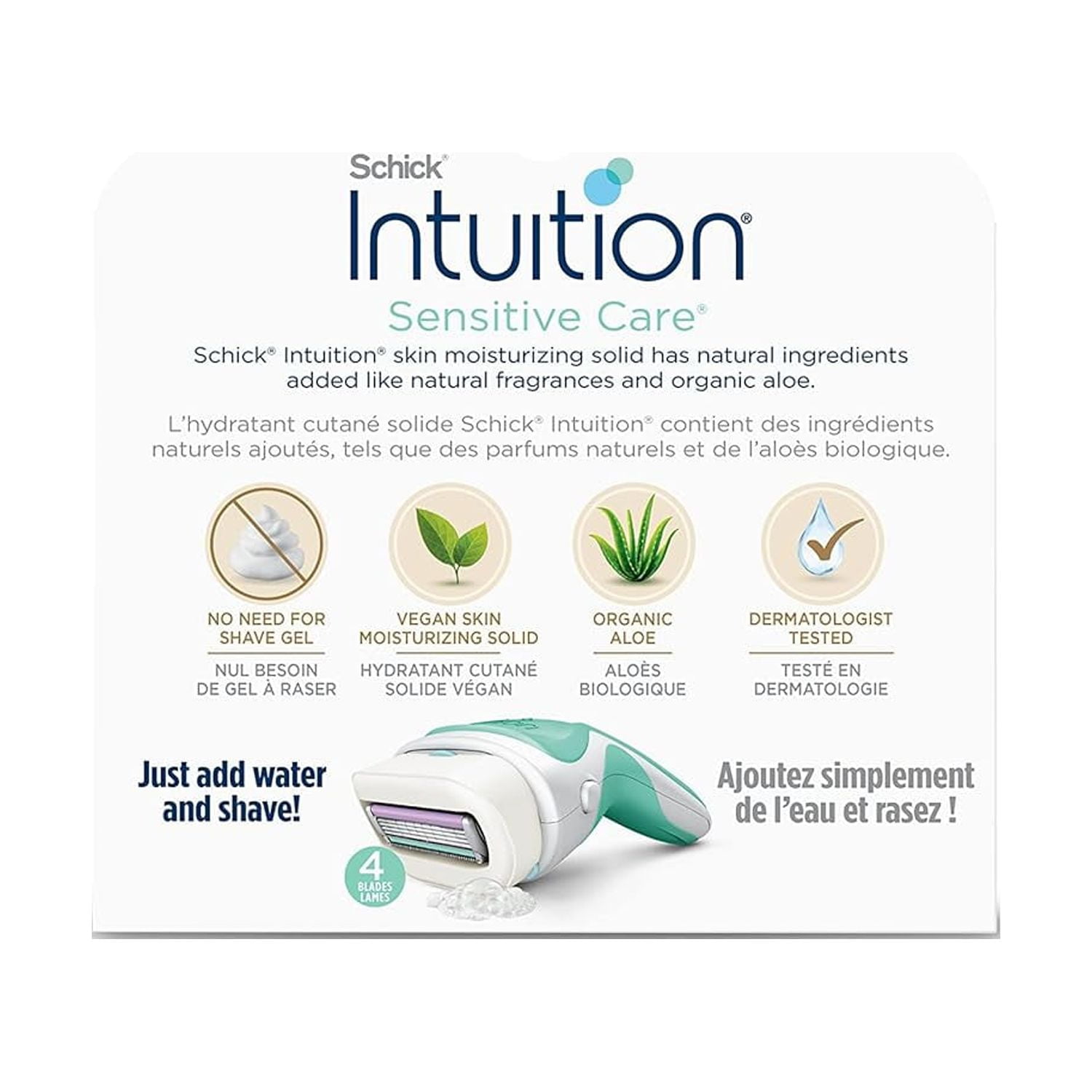 Schick Intuition Refill, Razors for Women Sensitive Skin | Intuition Razor Blades Refill with Organic Aloe, Razor Refills , 6 Count (Pack of 1)
