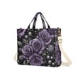 thumbnail image 7 of FORMRS Womens Corduroy Tote Bag Crossbody Shoulder Handbag with Pocket, Purple Roses, 7 of 7