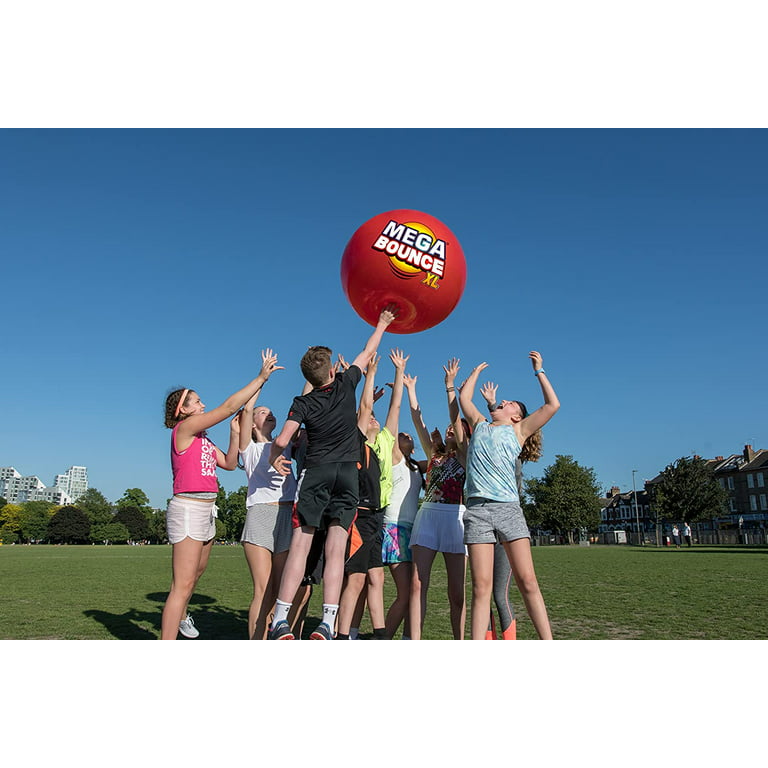  Wicked Mega Bounce XL - The World's Bounciest Inflatable Ball!  Extra Large Bounce Ball for All Terrain Bounceability! Super Grip Graphics  Outdoor Exercise Ball to Catch Easily. Blue or Red 