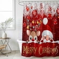 thumbnail image 6 of Red Christmas Shower Curtain Set - Long 72" x 84" Washable Bathtub Curtain with 12 Hooks, Santa Claus Deer Snowflake Pine Branches Ball Waterproof Fabric Stall Shower Curtains for Bathroom Décor, 6 of 6